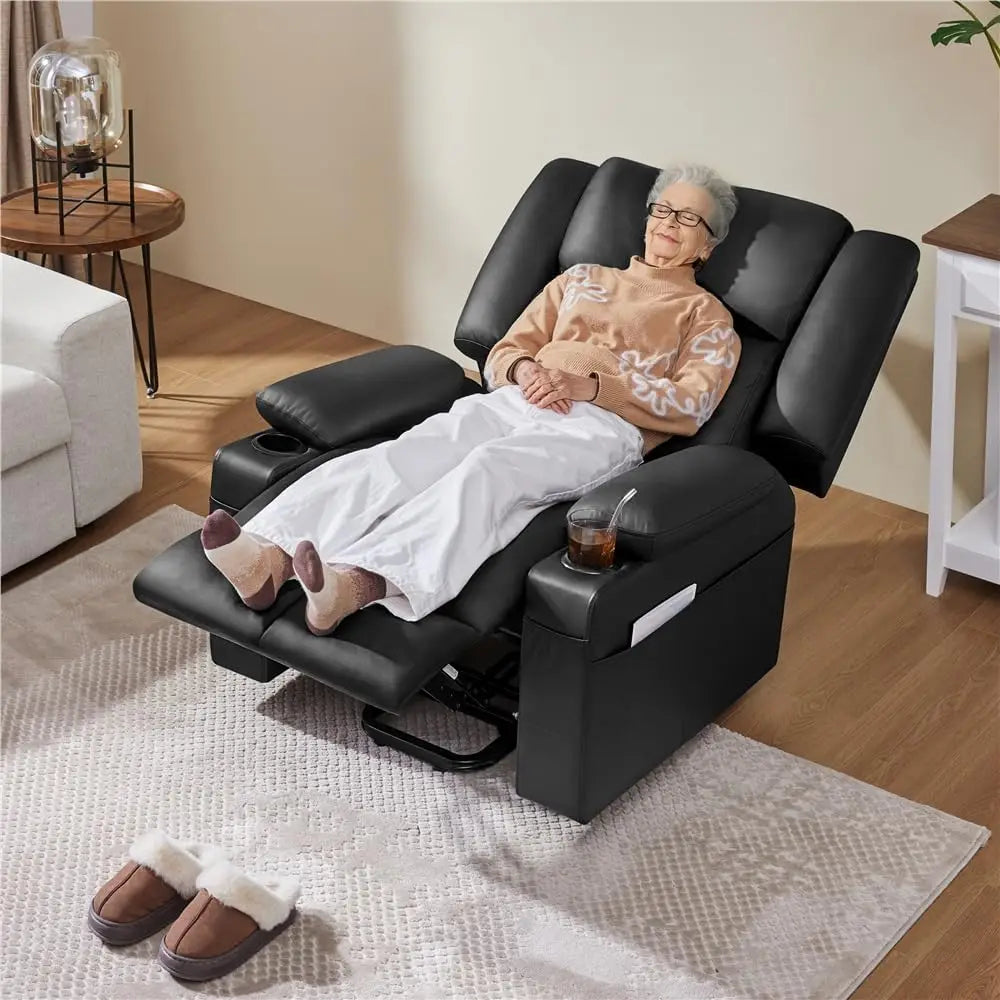 Large Electric Power Lift Recliner Chair, PU Leather Massage Chair with Heat and USB Port for Elderly, Ergonomic Lounge Chair