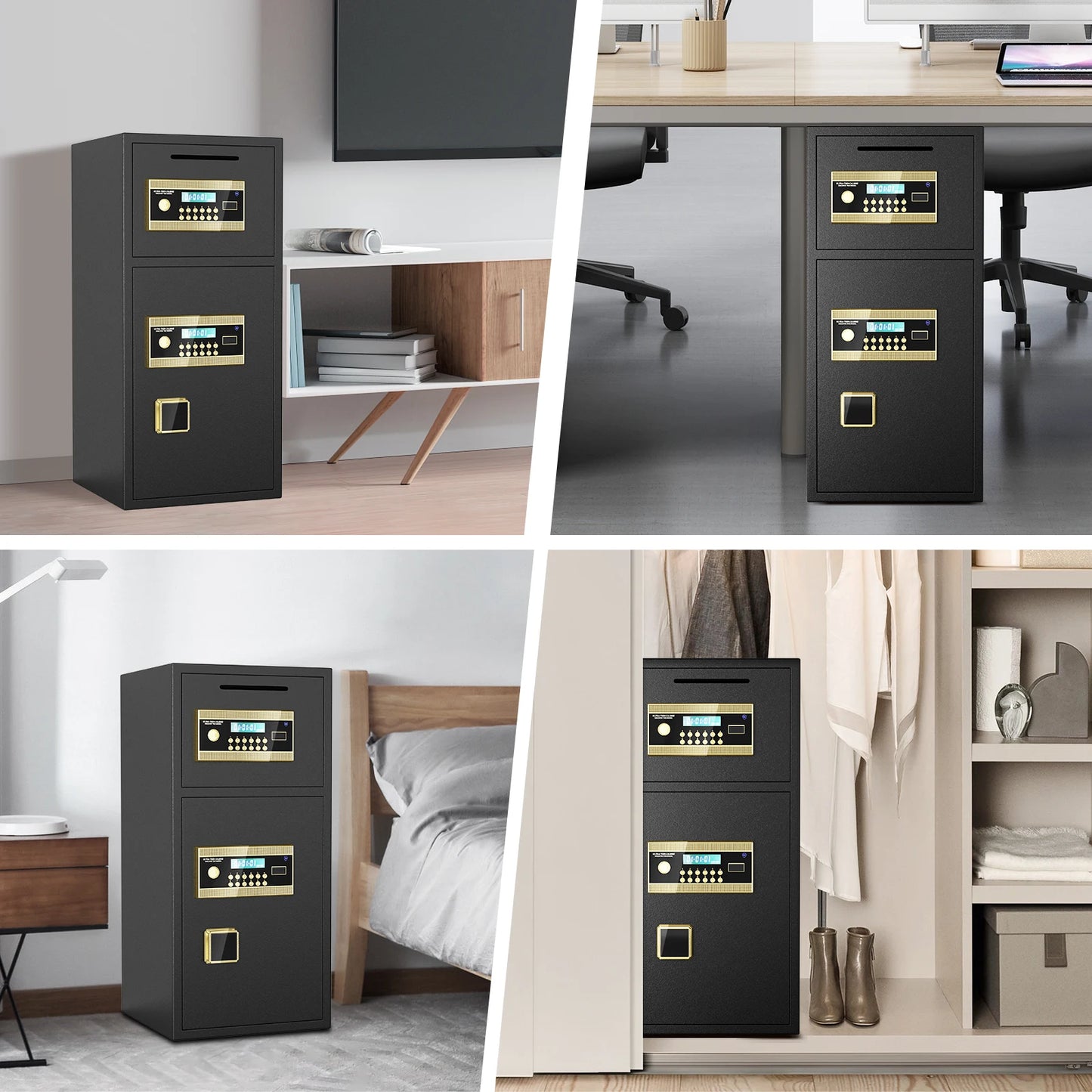 Kavey 6.5 Cub Fireproof Safe Box LCD Screen and Hidden Password Function, Large Safe with Deposit Slot and Dual Alarm System