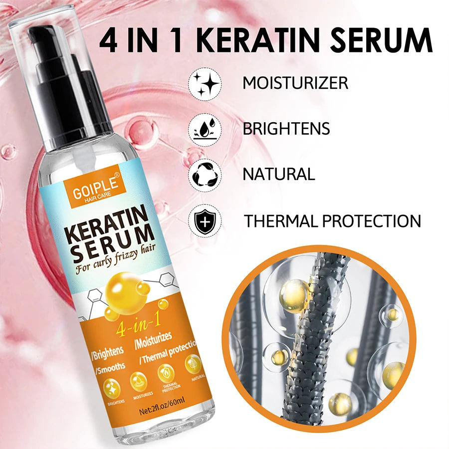Keratin Protein Serum Repair Dry Damaged Heat Protectant Frizz Control Rose Water Spray for Moisturizes Locs n Twist Treatment