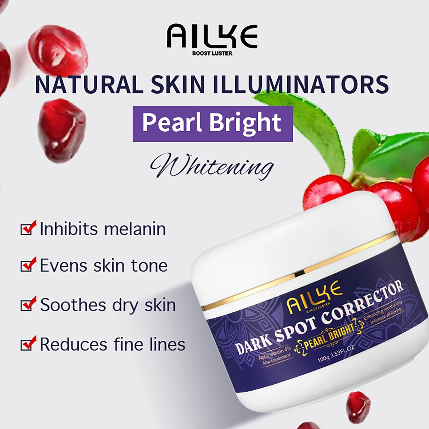 AILKE Double Glutathione Dark Spots Remover Face Cream for Armpit Elbows Legs White Spots Age Spots Sun Spots and Freckles
