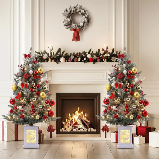 3 Ft Pre-Lit Christmas Tree Artificial Christmas Trees With Lighting Xmas Trees With 78 Led Lights Christmas Decoration For Home