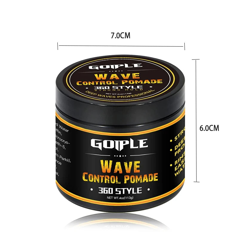 GOIPLE Deep Waves Control Pomade Natural Silky Shine Style 360 Wavy Hair Oil With Brush Sport Waves Cream For African Black Men