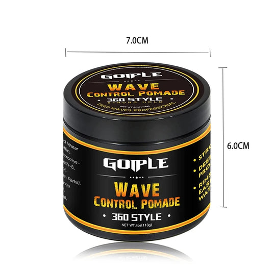 GOIPLE Deep Waves Control Pomade Natural Silky Shine Style 360 Wavy Hair Oil With Brush Sport Waves Cream For African Black Men