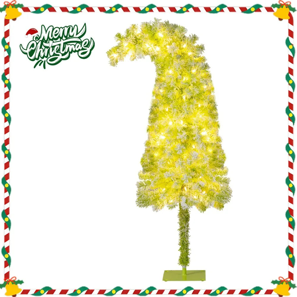 5 FT Whimsical Christmas Tree w/ Bendable Top, 216 Branch Tips, 80 LED Lights