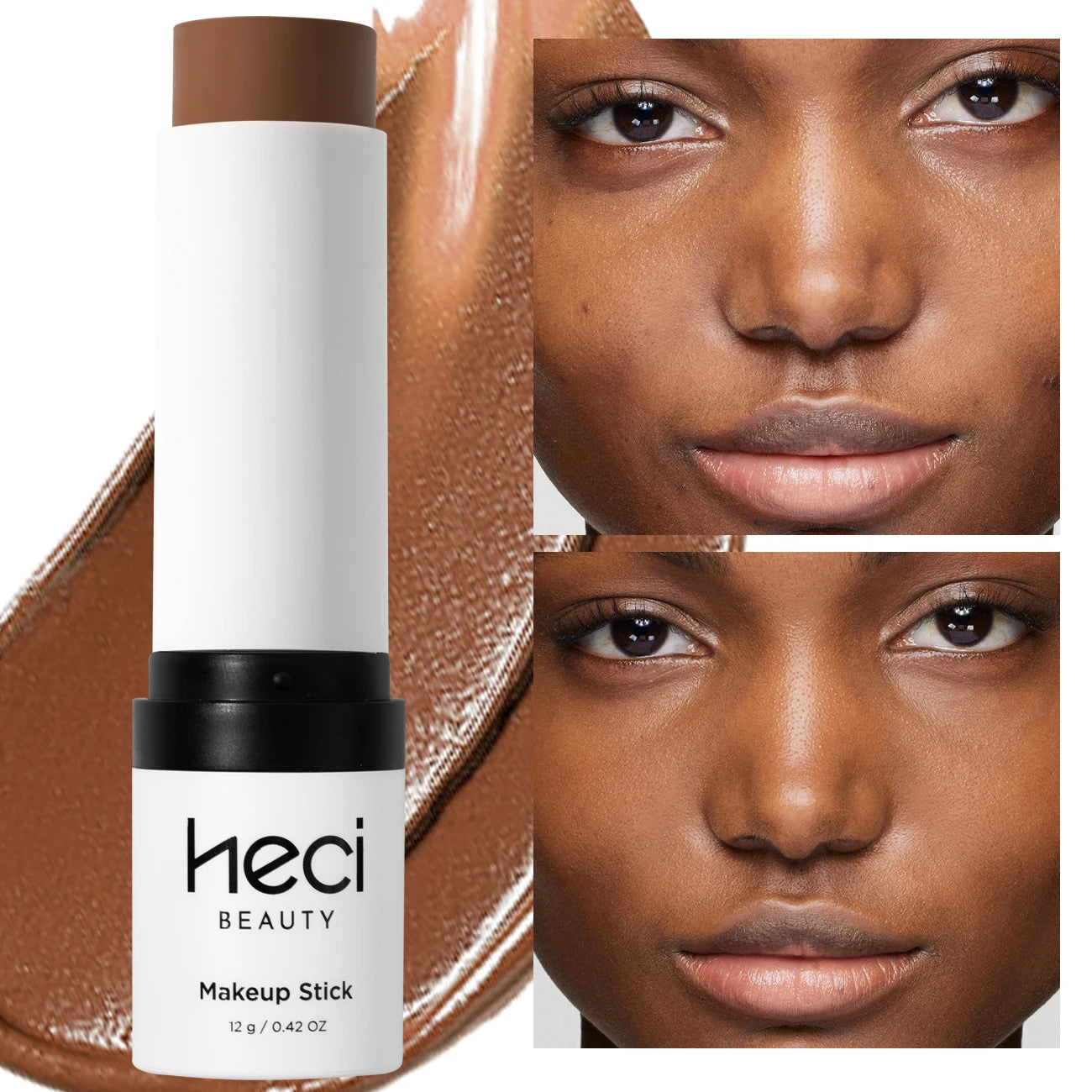 Shine-Free&Balance Foundation Stick with Soft Brush,Buildable, Blendable Versatile Pigment Base Rich Formula for Dark Skin