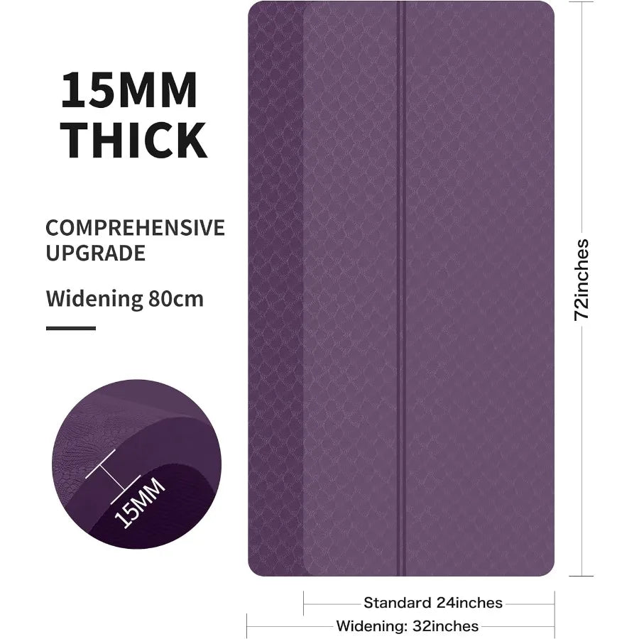 Large Thick Exercise Mat for Fitness Yoga Pilates Stretching and Floor Exercises 15mm 20mm 30mm Cushioning Support for Women an