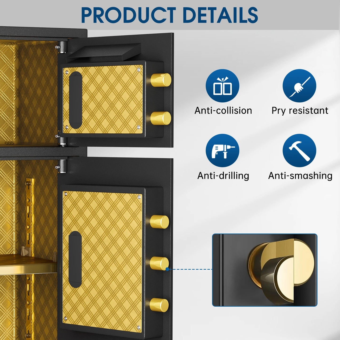 Kavey 6.5 Cub Fireproof Safe Box LCD Screen and Hidden Password Function, Large Safe with Deposit Slot and Dual Alarm System