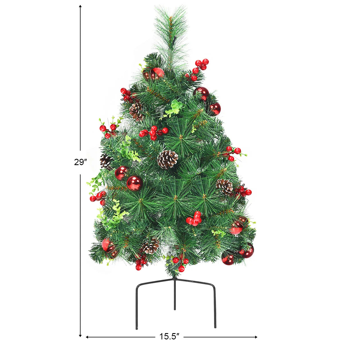 Set of 2 24in Battery Powered Pre-lit Pathway Christmas Trees Outdoor Decoration