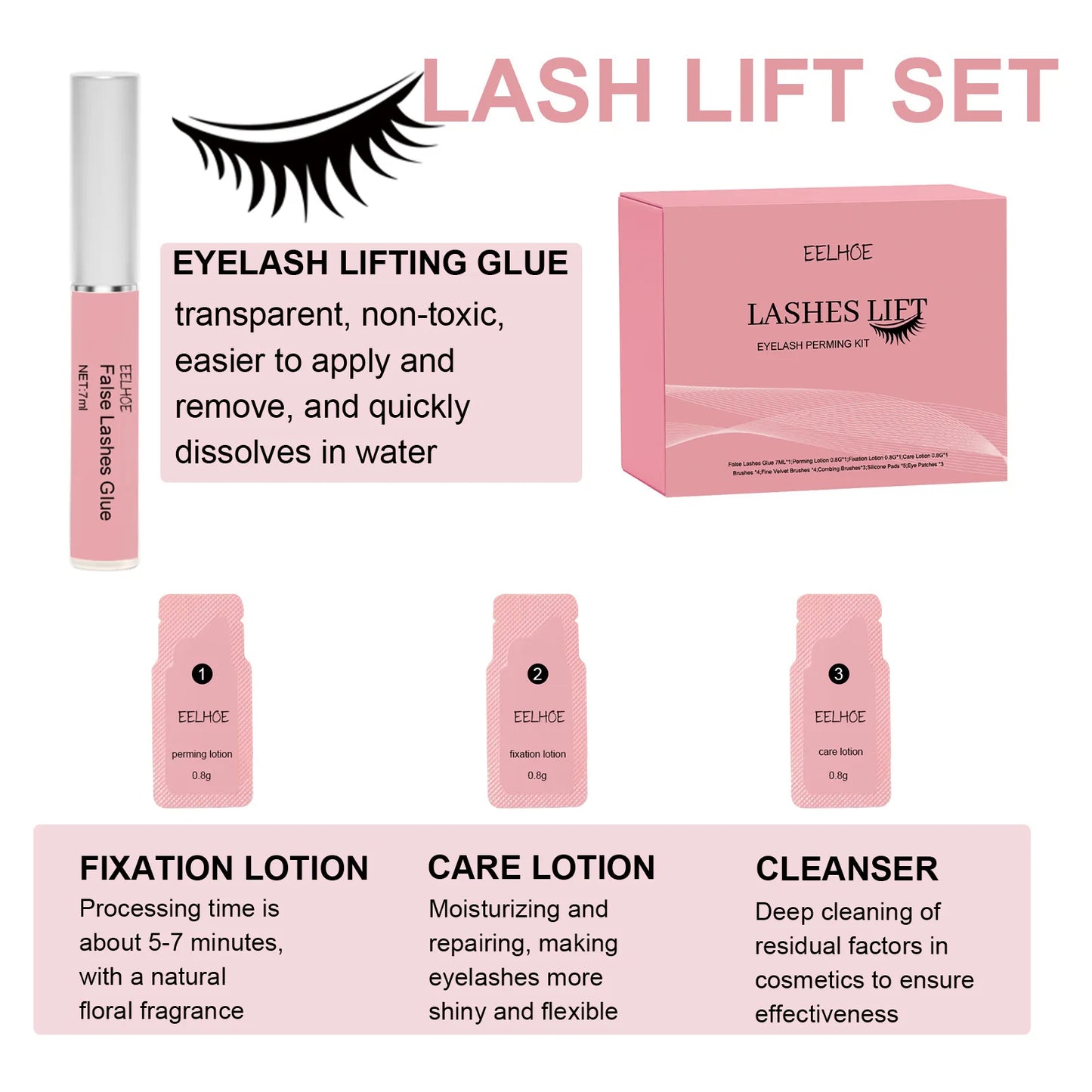 EELHOE Eyelashes Lift And Black Kit Beauty Set Of Curly Eyelashes Eyebrow And Eyelashes Enhance Appearance Of Curly And Eyebrows