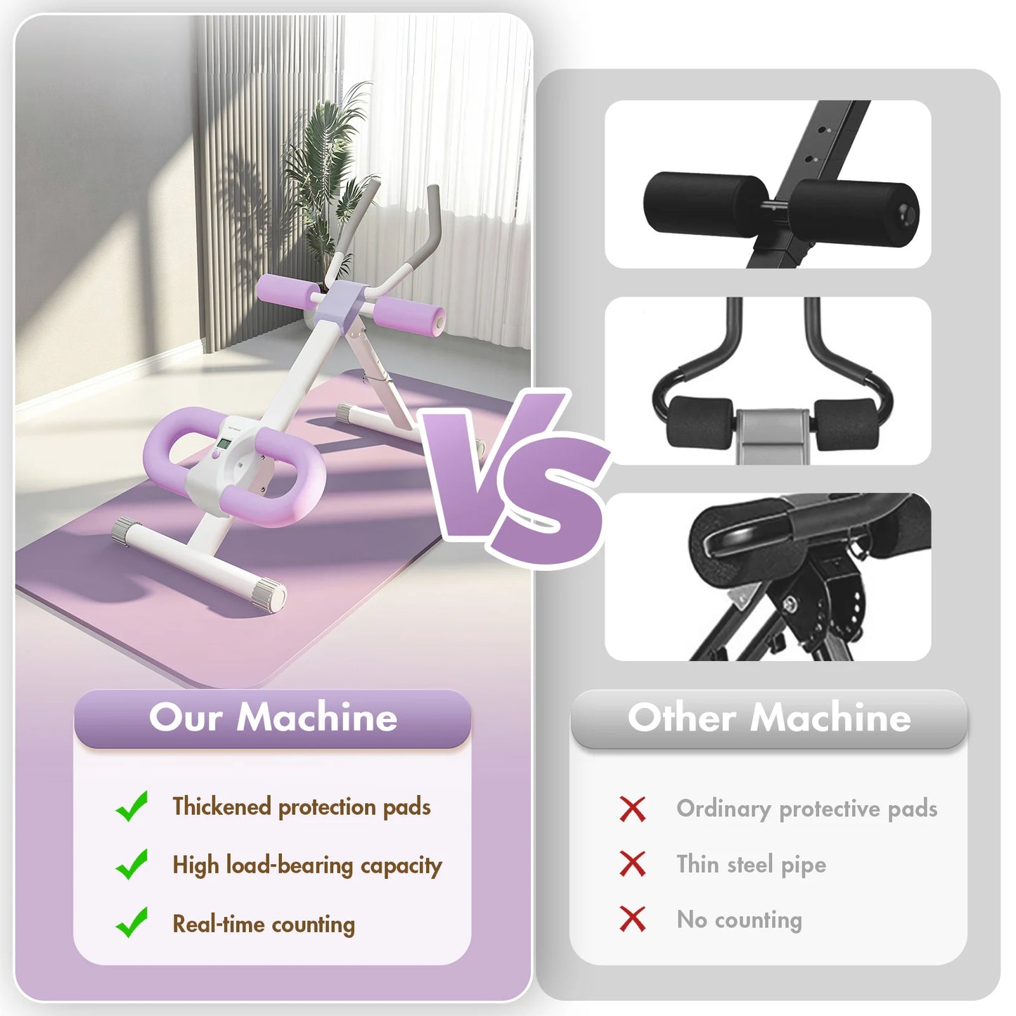 Ab Workout Machine Abdominal Adjustable Folding Crunch Trainer Core Machine Full Body  Equipment for Home Gym