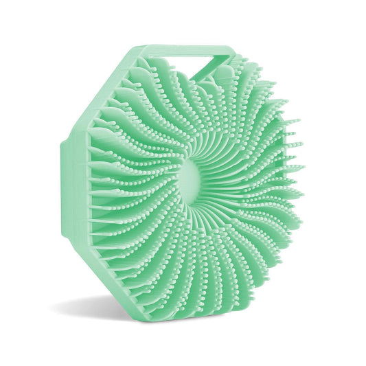 Polygon Silicone Body Scrubber Bath Brush With Ergonomic Handle Portable Shower Massage Cleaning Brush