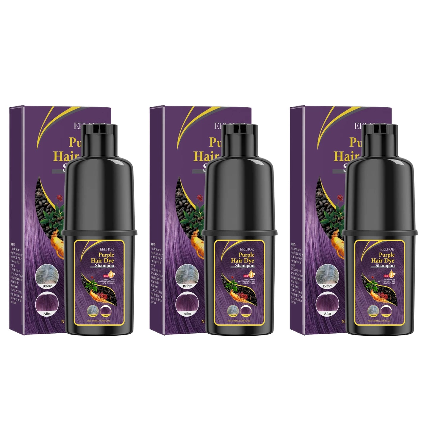 3-in-1 Hair Dyeing Shampoo Rapid Hair Dyeing Repair Dry Cleaning Nourishing Hair Roots Restoration Hair Coloring Black Shampoo