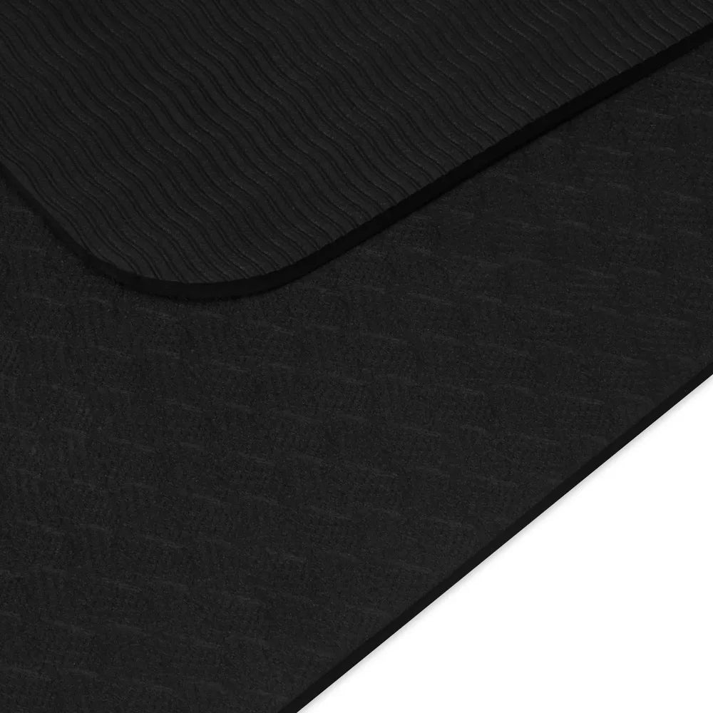 Yoga fitness mat is black for yoga, stretching and other sports, lightweight and durable, easy to transport and carry