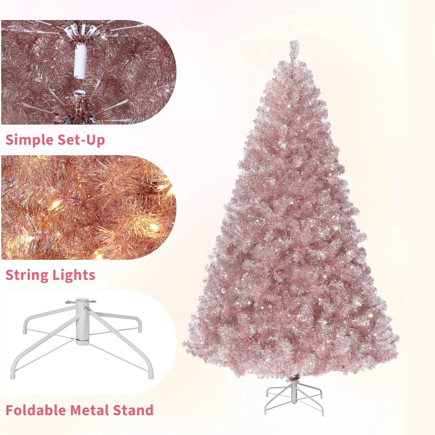 4.5Ft/6Ft/7.5Ft Christmas Tree Artificial Xmas Tree With Sturdy Metal Stand Realistic Branch Tips Xmas Holiday Decoration