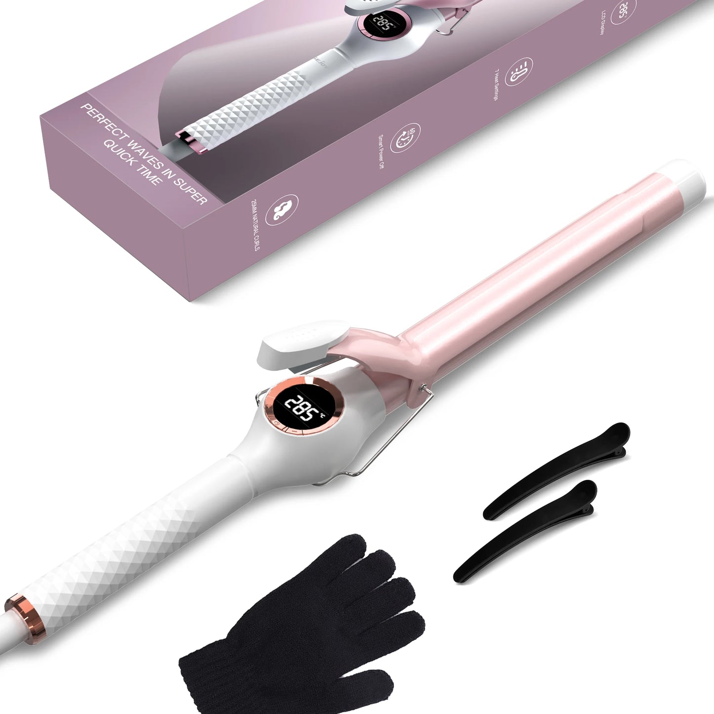 SEJOY Electric Hair Curling Wand 1 inch Automatic Rotating Curling Iron for Professional Big Waves and Inward Curls 110-240V