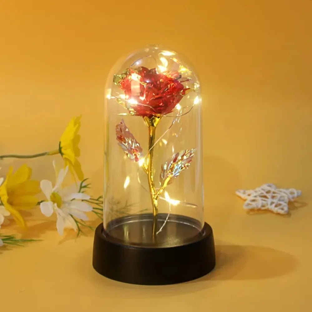 LED Simulation Rose Eternal Flower Light Beautiful Realistic Looking Night Light Party Supplies For Mothers Day Valentines Day
