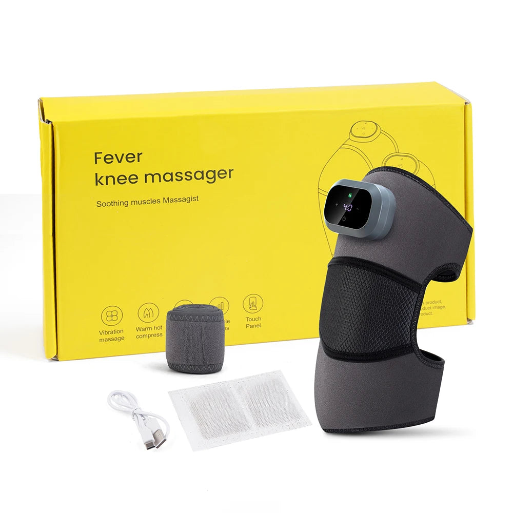 Heated Knee Massager Hot Compress Vibration Pad Rechargeable Knee Support Brace for Pain Relief