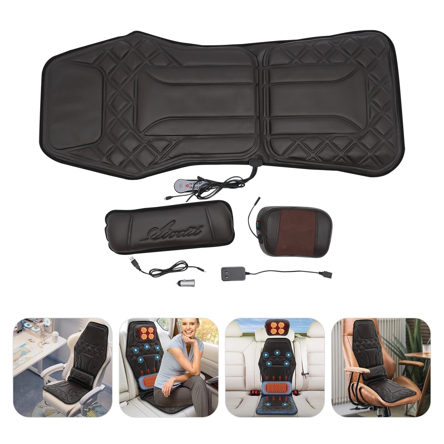 Multi-functional Back Massage Cushion Heat Massage Chair Pad, Gifts for Parents Wife Husband, 9 Gears Massage Mode