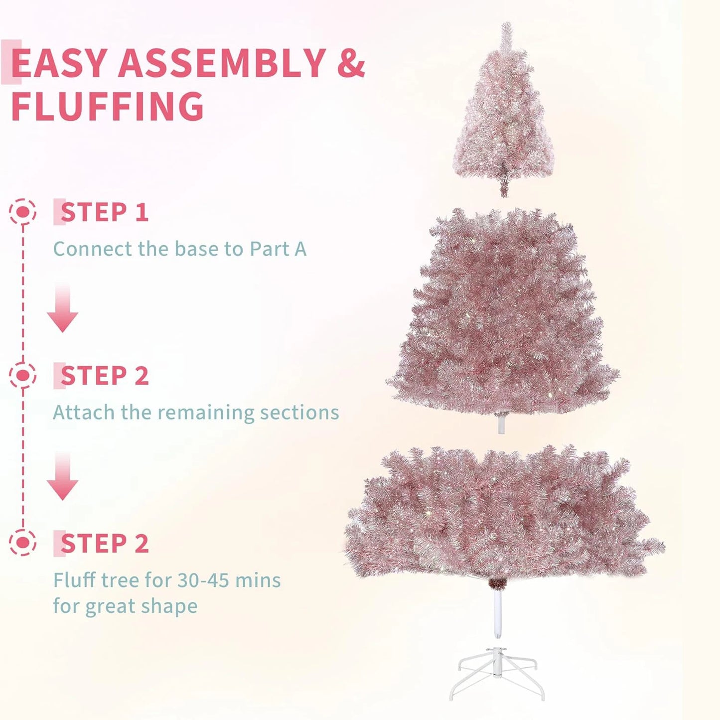 4.5Ft/6Ft/7.5Ft Christmas Tree Artificial Xmas Tree With Sturdy Metal Stand Realistic Branch Tips Xmas Holiday Decoration