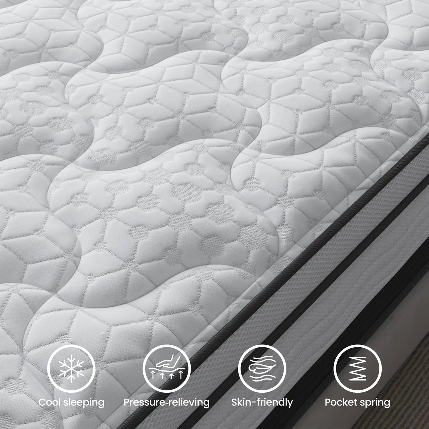 Maxzzz 12-14 Inch Twin/Full/King Size Hybrid Mattress, Cooling Gel Infused Memory Foam and Pocket Spring Mattress, Odor-free
