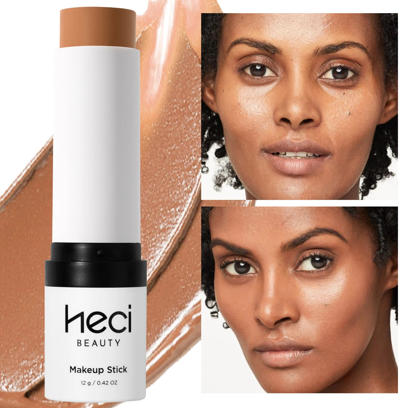 Shine-Free&Balance Foundation Stick with Soft Brush,Buildable, Blendable Versatile Pigment Base Rich Formula for Dark Skin