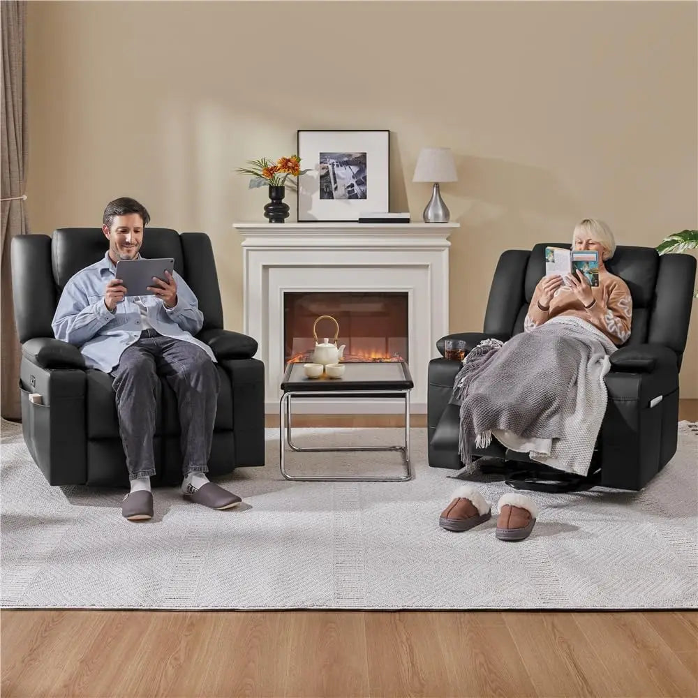 Large Electric Power Lift Recliner Chair, PU Leather Massage Chair with Heat and USB Port for Elderly, Ergonomic Lounge Chair