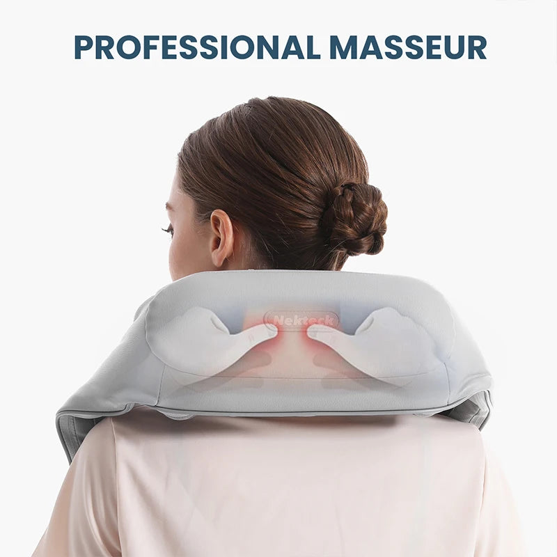 Shiatsu Neck and Shoulder Massager Heated Back Massager U Shape Deep Kneading Electric Massage Pillow For Neck Waist Leg Body