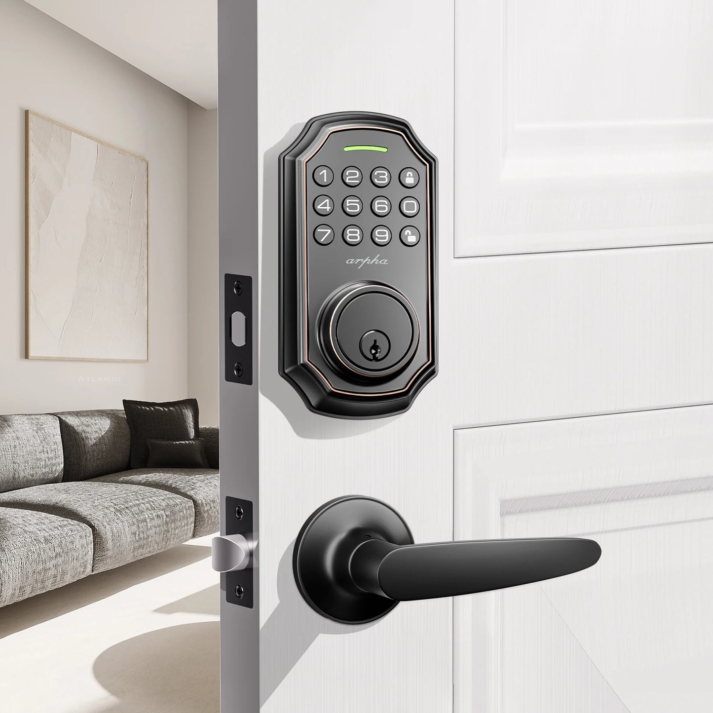 LNDU Smart Lock D180 100 Entry Codes Electronic Keypad Deadbolt Anti-Peeping Password One Touch Auto-Locking Security Door Lock