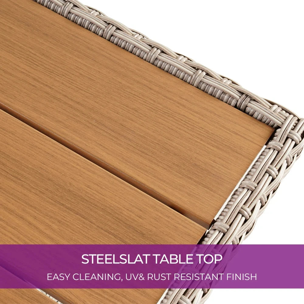 Outdoor Coffee Dining Table , Adjustable Slat Lift Top, Wicker Furniture Multi-Function Dining Table