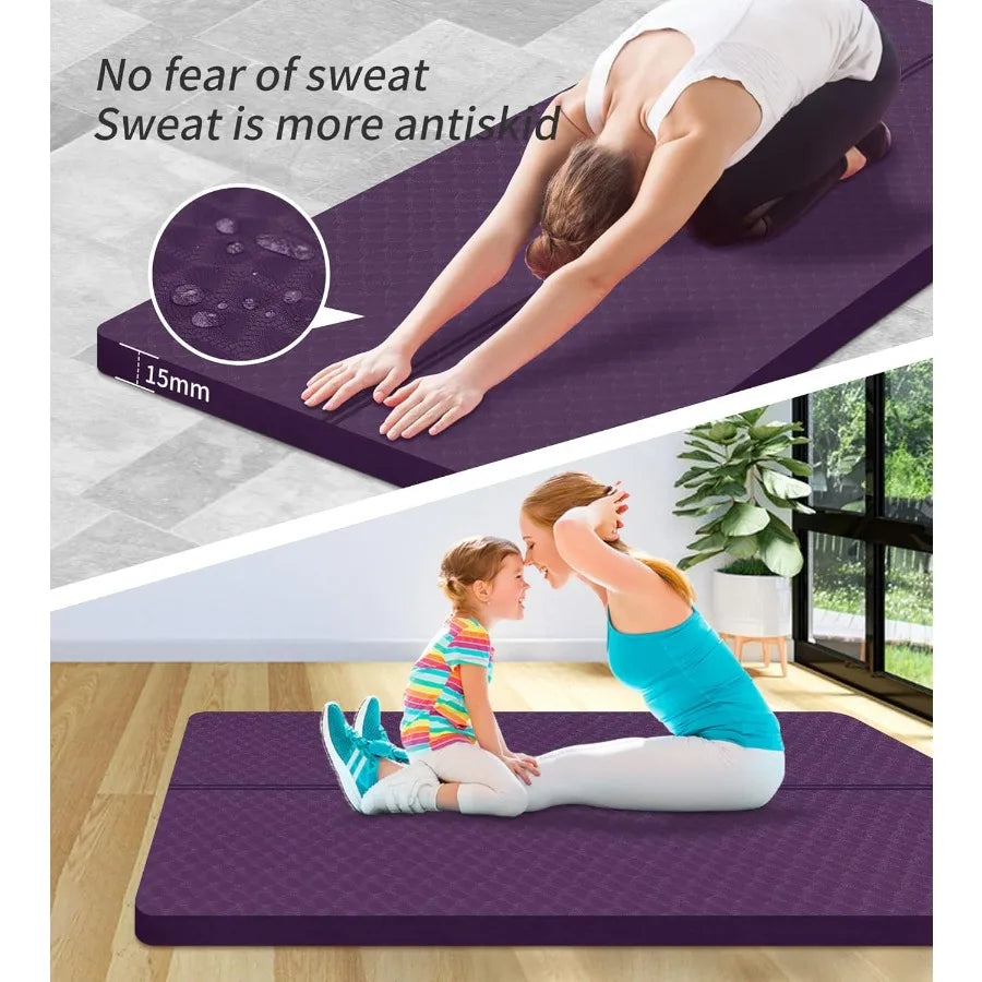 Large Thick Exercise Mat for Fitness Yoga Pilates Stretching and Floor Exercises 15mm 20mm 30mm Cushioning Support for Women an