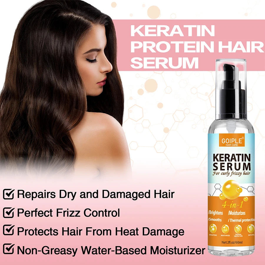 Keratin Protein Serum Repair Dry Damaged Heat Protectant Frizz Control Rose Water Spray for Moisturizes Locs n Twist Treatment