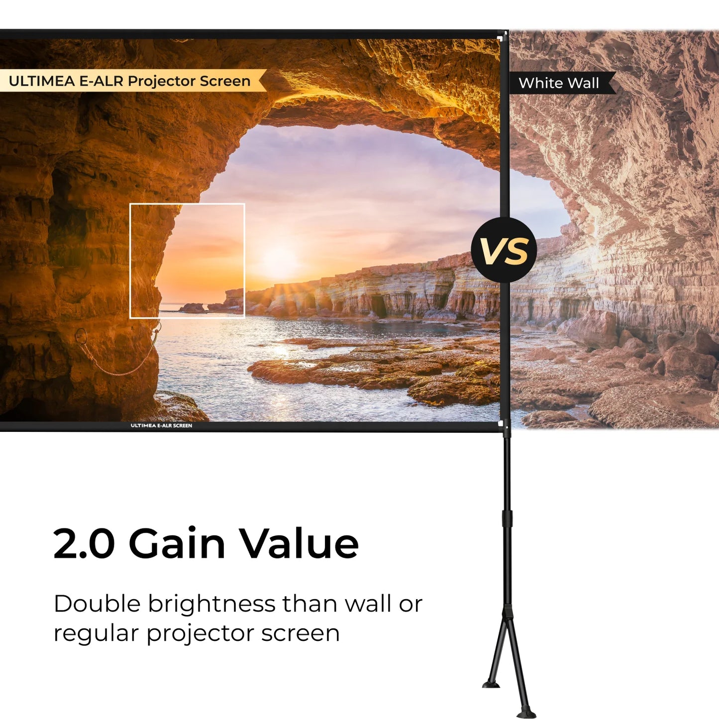 ULTIMEA E-ALR Projector Screen With Stand 2.0 Gain Value 4K HD Enhanced Ambient Light-Rejecting Screen For Outdoor, Home Theater