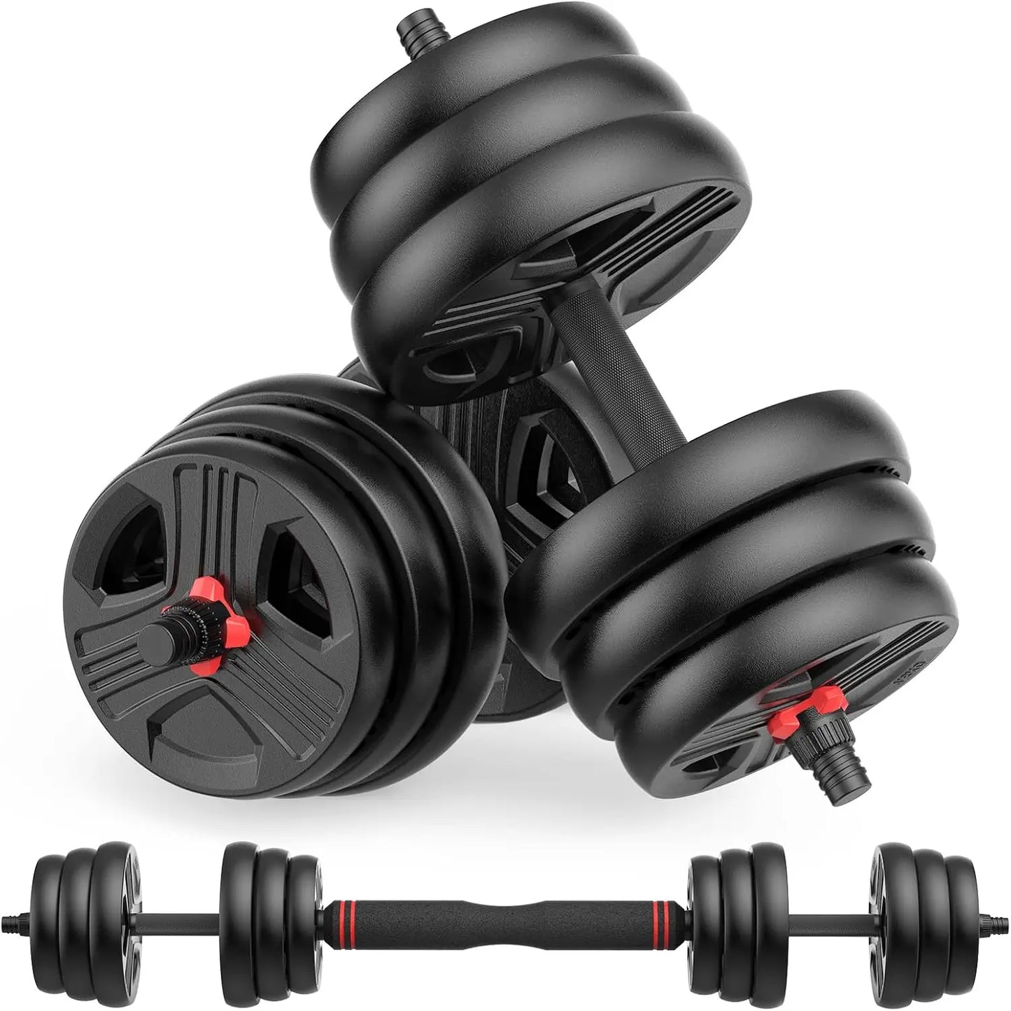 Adjustable Dumbbells, 30/40/55/60/70/80/90lbs Free Weights Dumbbells Convertible 2 or 3 in 1 Set Used as Barbell, Kettlebells