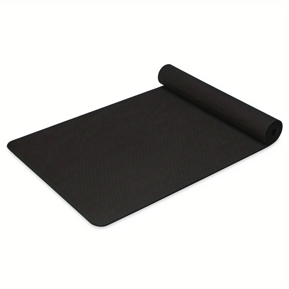 Yoga fitness mat is black for yoga, stretching and other sports, lightweight and durable, easy to transport and carry