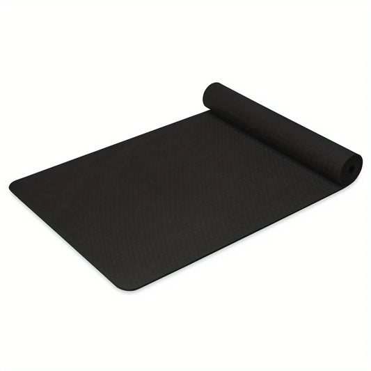Yoga fitness mat is black for yoga, stretching and other sports, lightweight and durable, easy to transport and carry