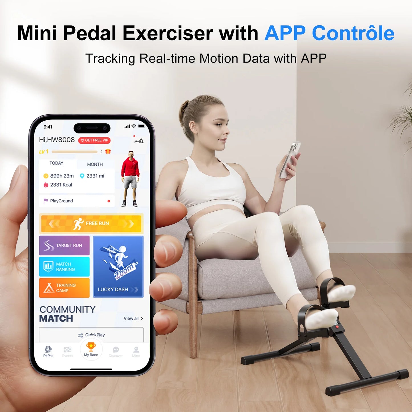 Under Desk Bike Pedal Mini Exercise Bike with Electronic Display for Indoor Leg and Arm Recovery  Folding Pedal Exerciser