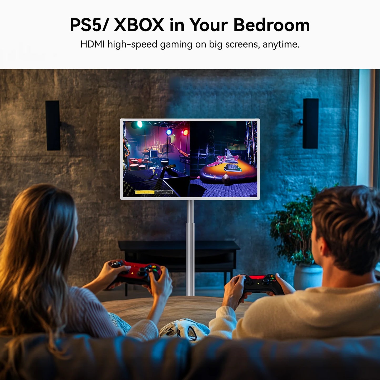 Portable TV 32"4K on Wheels,Smart Wireless Portable Monitor with Touch Screen,Android System,Built in Battery and Remote Control