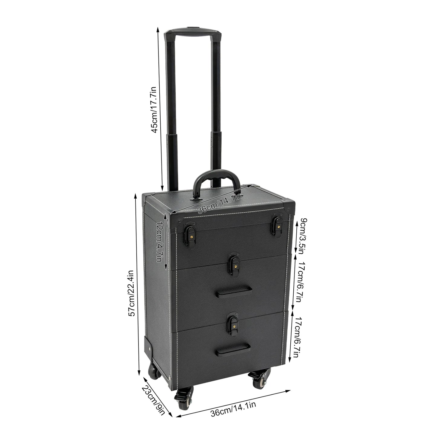 Aluminium Alloy Rolling Makeup Case Large Capacity Design Make Up Suitcase Cosmetic Trolley Professionals