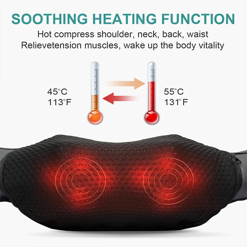 Nekteck Shiatsu Back Shoulder and Neck Massager Cordless Deep Tissue Kneading with Heat Portable Neck Massage Pillow Home Use