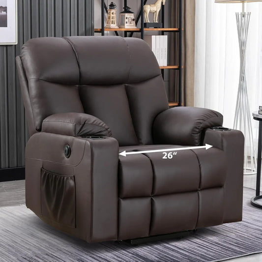 Oversized Power Lift Recliner Chair for Elderly, Faux Leather Lift Chair with Heated and Massage, Extra Wide Single Sofa