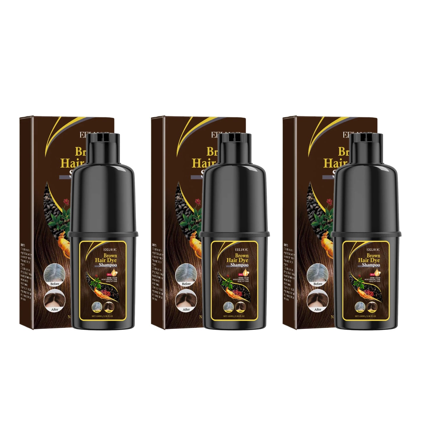 3-in-1 Hair Dyeing Shampoo Rapid Hair Dyeing Repair Dry Cleaning Nourishing Hair Roots Restoration Hair Coloring Black Shampoo