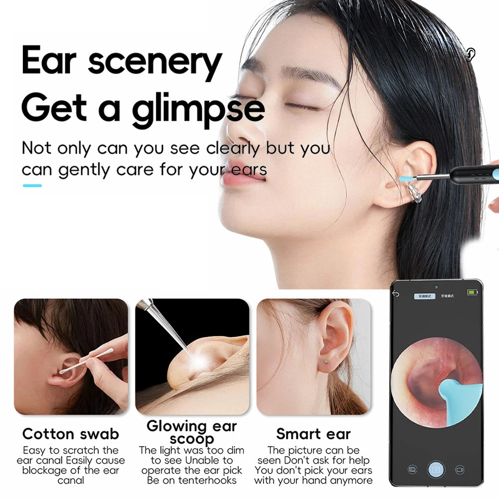 Smart Visual Ear Cleaner with Camera Ear Sticks USB Rechargeable Ear Wax Removal Tool WIFI Connection LED Lights Earpick Kit
