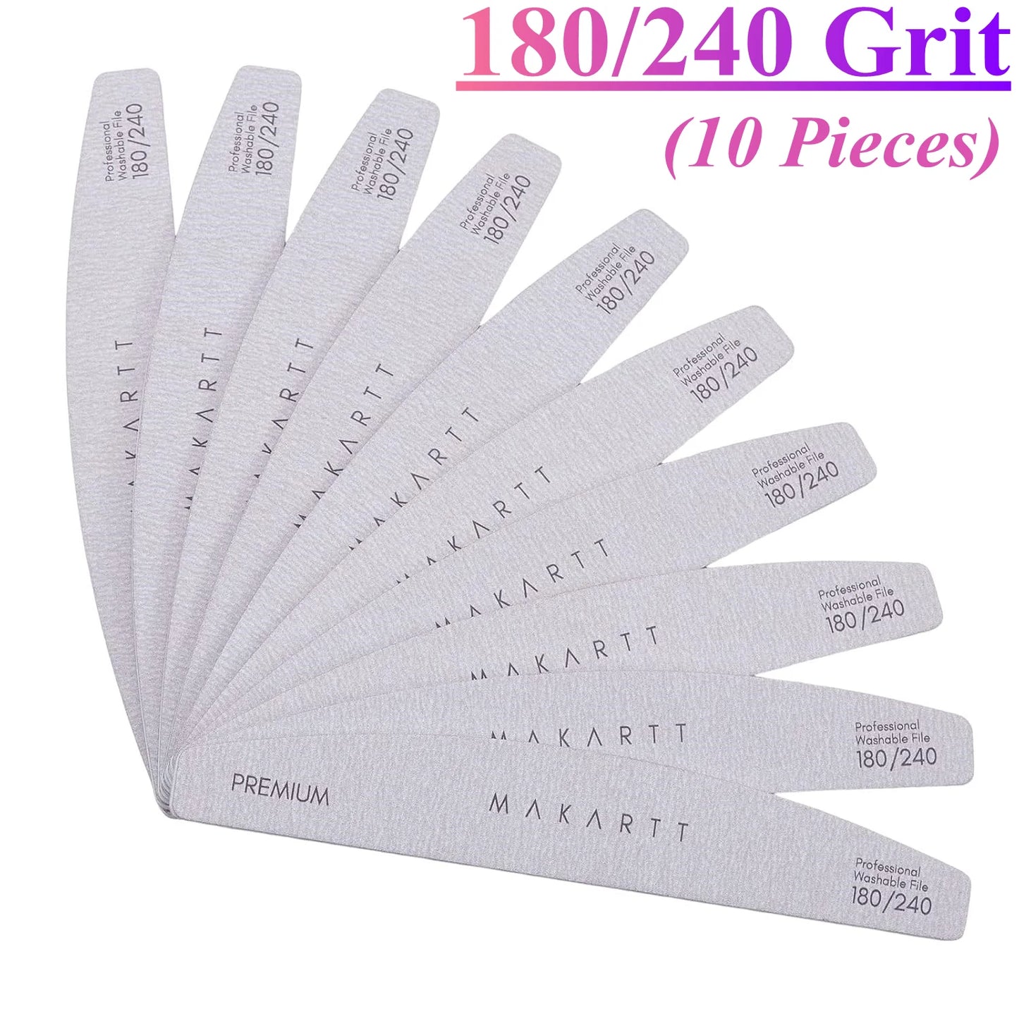 Makartt Nail File 100/180 Grit Emery Boards for Nails, 10Pcs Doubled Sides Coarse Fingernail Filer for Acrylic and Extension