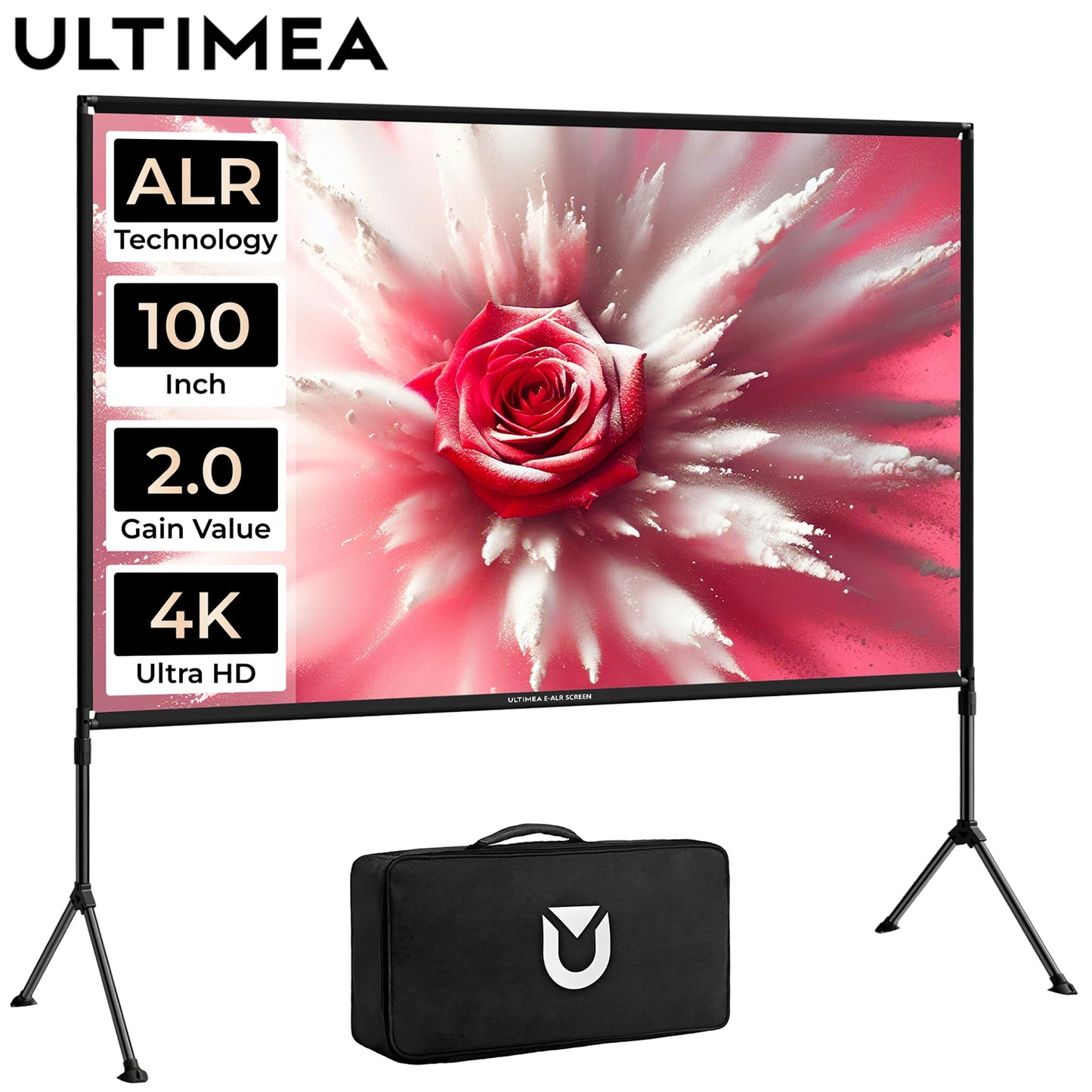 ULTIMEA E-ALR Projector Screen With Stand 2.0 Gain Value 4K HD Enhanced Ambient Light-Rejecting Screen For Outdoor, Home Theater