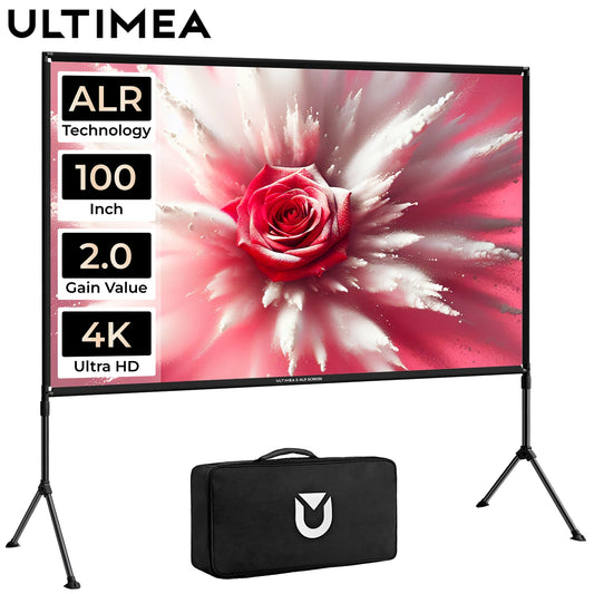 ULTIMEA E-ALR Projector Screen With Stand 2.0 Gain Value 4K HD Enhanced Ambient Light-Rejecting Screen For Outdoor, Home Theater
