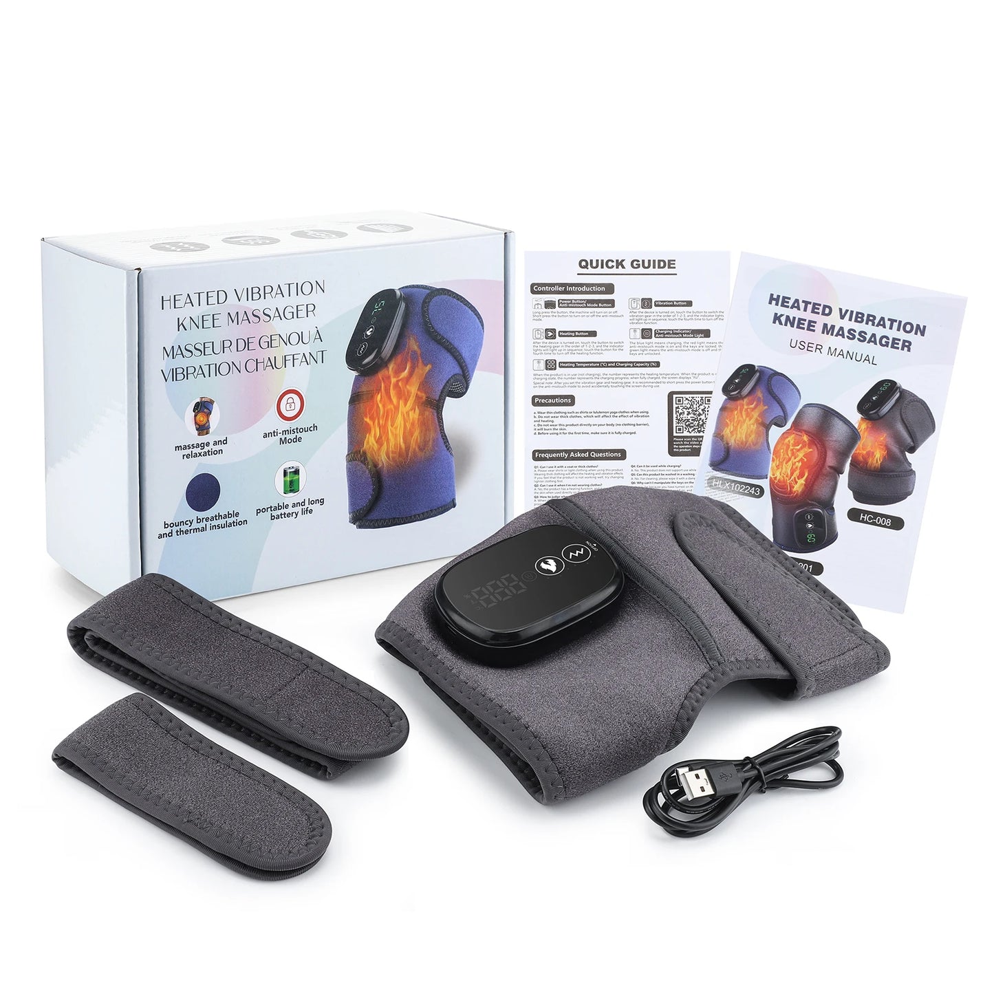 Electric Heated Knee Massage Physiotherapy Pad 3 in 1 Massager For Shoulder Elbow Knee Hot Compress Relax Muscle Health Care