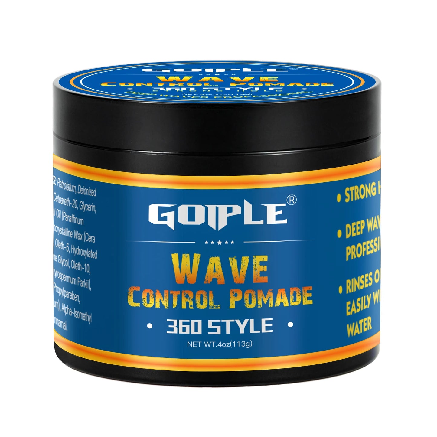 360 Style Wave Control Pomade Strong Hold Deep Waves Layered Gel with Brush Kit Wavy Grease Styling Wax for African Black Men