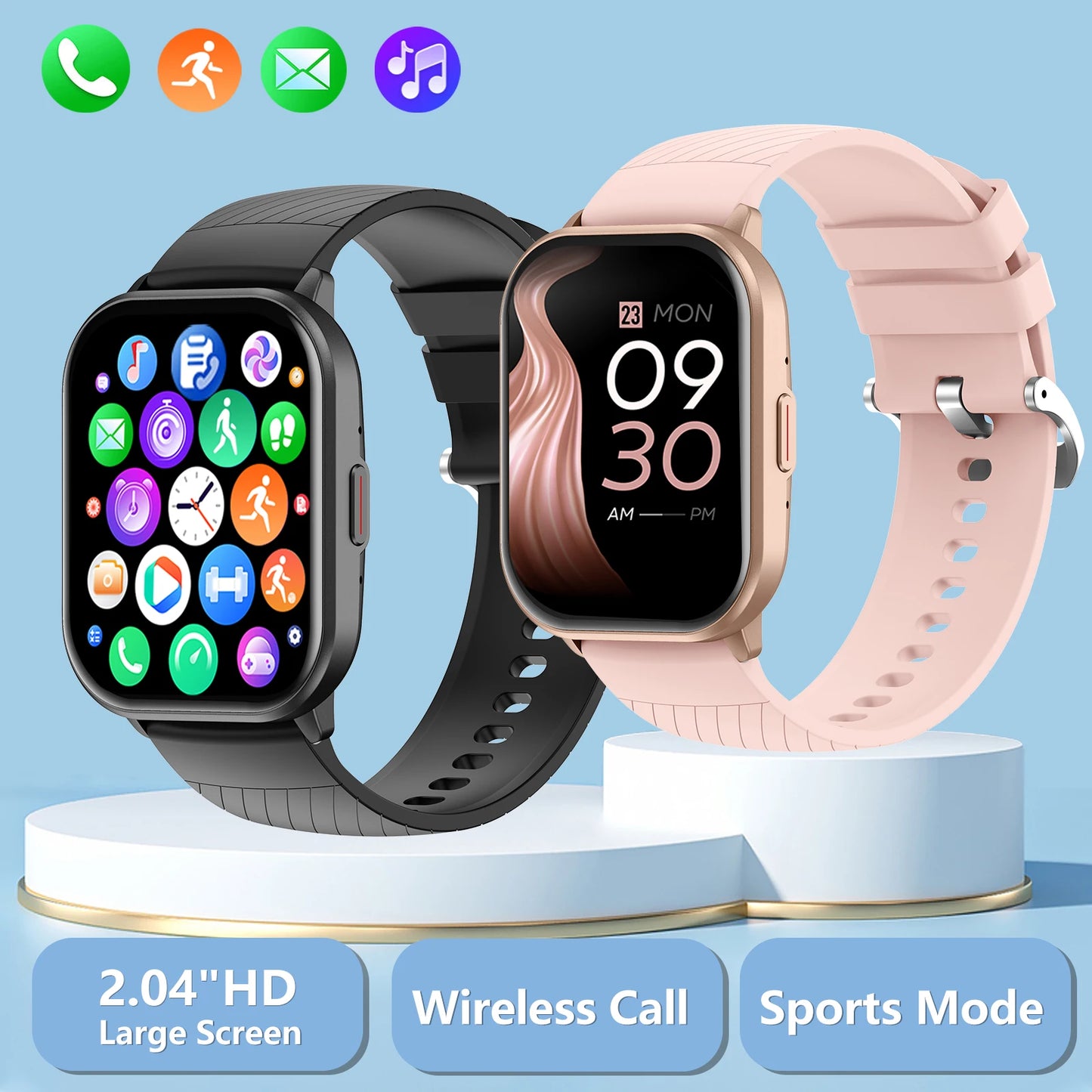 Smart watch,  calling reminder and rejection, wireless calling /dial, multi -Sport mode,SMS reminder, for iPhone/Android