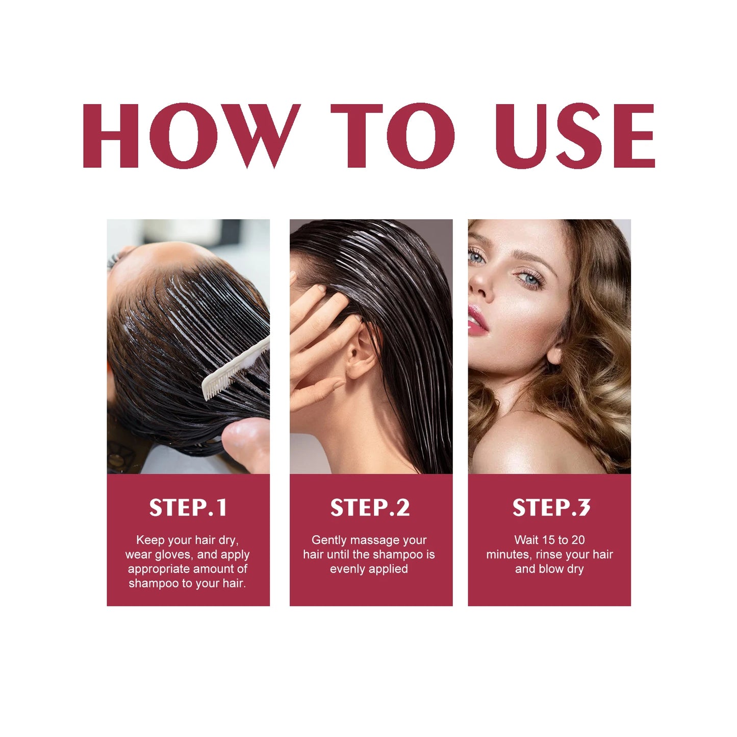 3-in-1 Hair Dyeing Shampoo Rapid Hair Dyeing Repair Dry Cleaning Nourishing Hair Roots Restoration Hair Coloring Black Shampoo