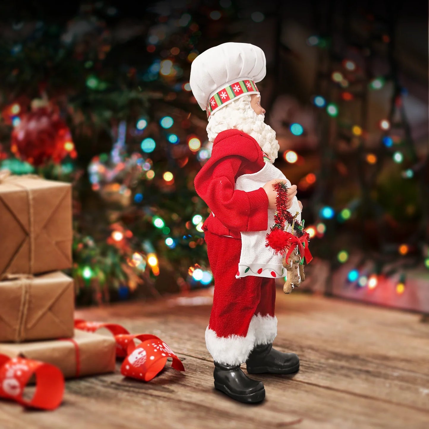 11-Inch Adorable Santa Claus Figurine - Vibrant Polyester Christmas Decoration for Holiday Parties, Events, and Home Display